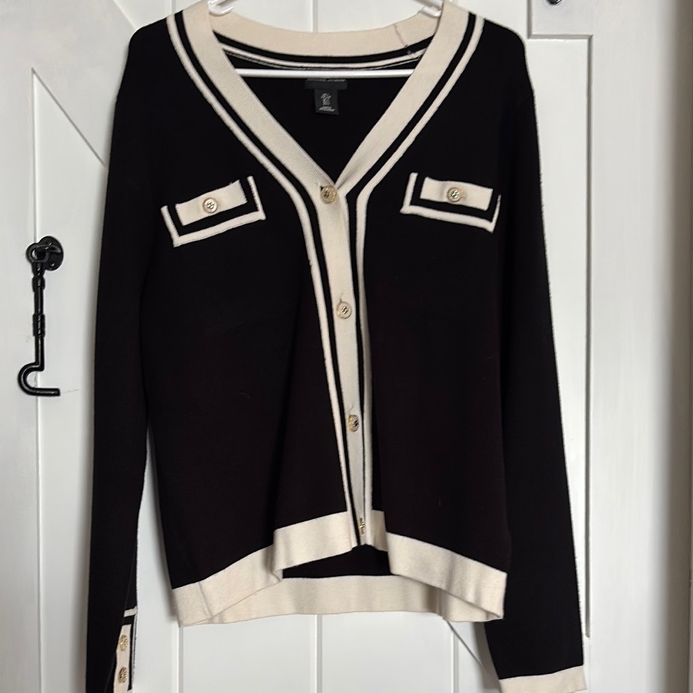 Black and Cream Women's Sweater